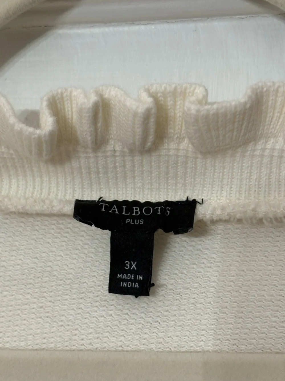Talbots Plus Cream Ruffle-Neck Pullover - Picture 3 of 3
